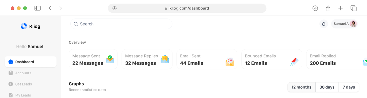 Kliog Dashboard Preview